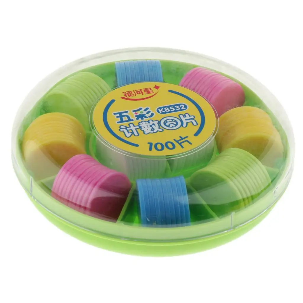 100pcs Math Counters - Multi-Color Round Counting Chips Math
