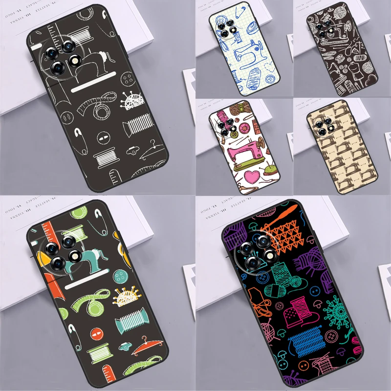 sewing machine tailor pattern Cover For OnePlus 11 9 10 Pro 10T 8T 9RT 10R OnePlus Nord CE 3 Lite 2 2T N10 N30 N20 Case