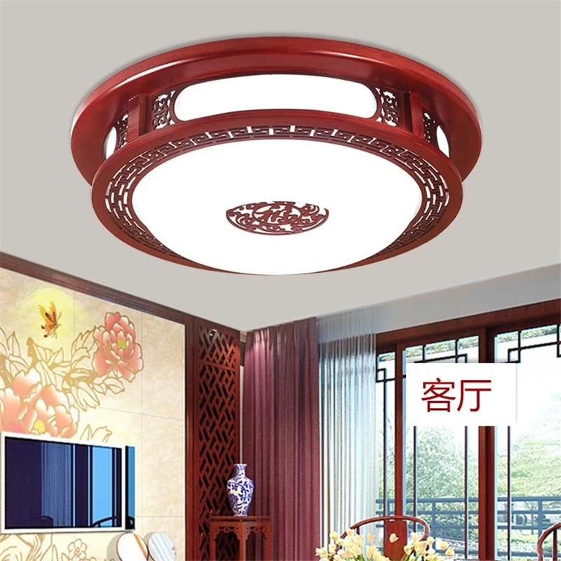 Imagem -05 - Moderno Estilo Chinês Luzes de Teto Madeira Maciça Faróis Acrílicos Antigos para Sala de Estar e Quarto Lâmpada Led Redondo Novo