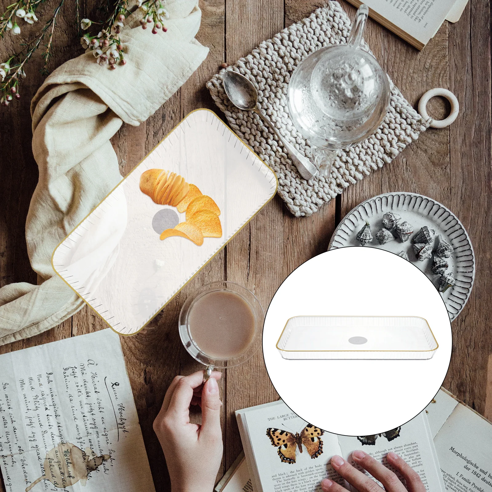 

Pet Material Fruit Tray Serve Holder Elegant Serving Trays Party Snack Home Food Storage Jewelry Display Smooth Surface