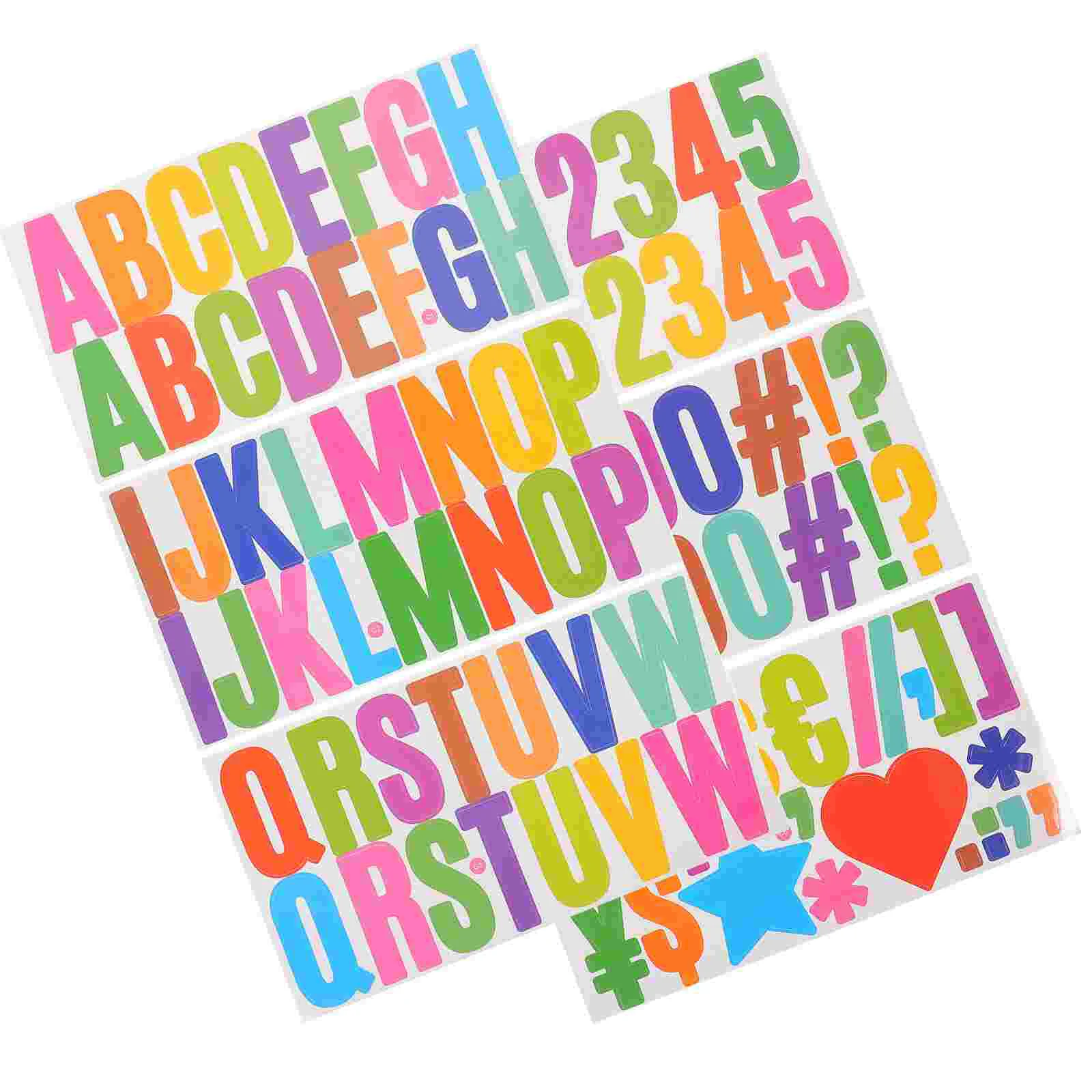 6 Sheets Letter Stickers Alphabet Trash Can Number Applique Reflective Decorative Numbers