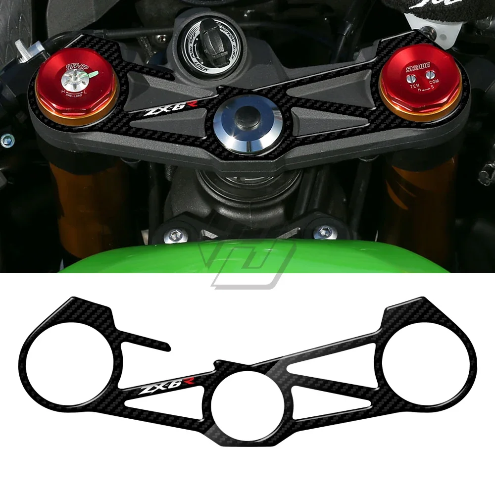 For Kawasaki ZX6R ZX-6R ZX 636 2012-2016 3D Carbon Fiber Triple Tree Yoke Cover Protector Tank Pad