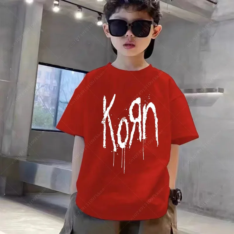 Korn Cartoon Rock Band Music Album T Shirt Boys Girls Harajuku Metal Gothic Oversized T-shirt Summer Cotton Child Short Sleeves