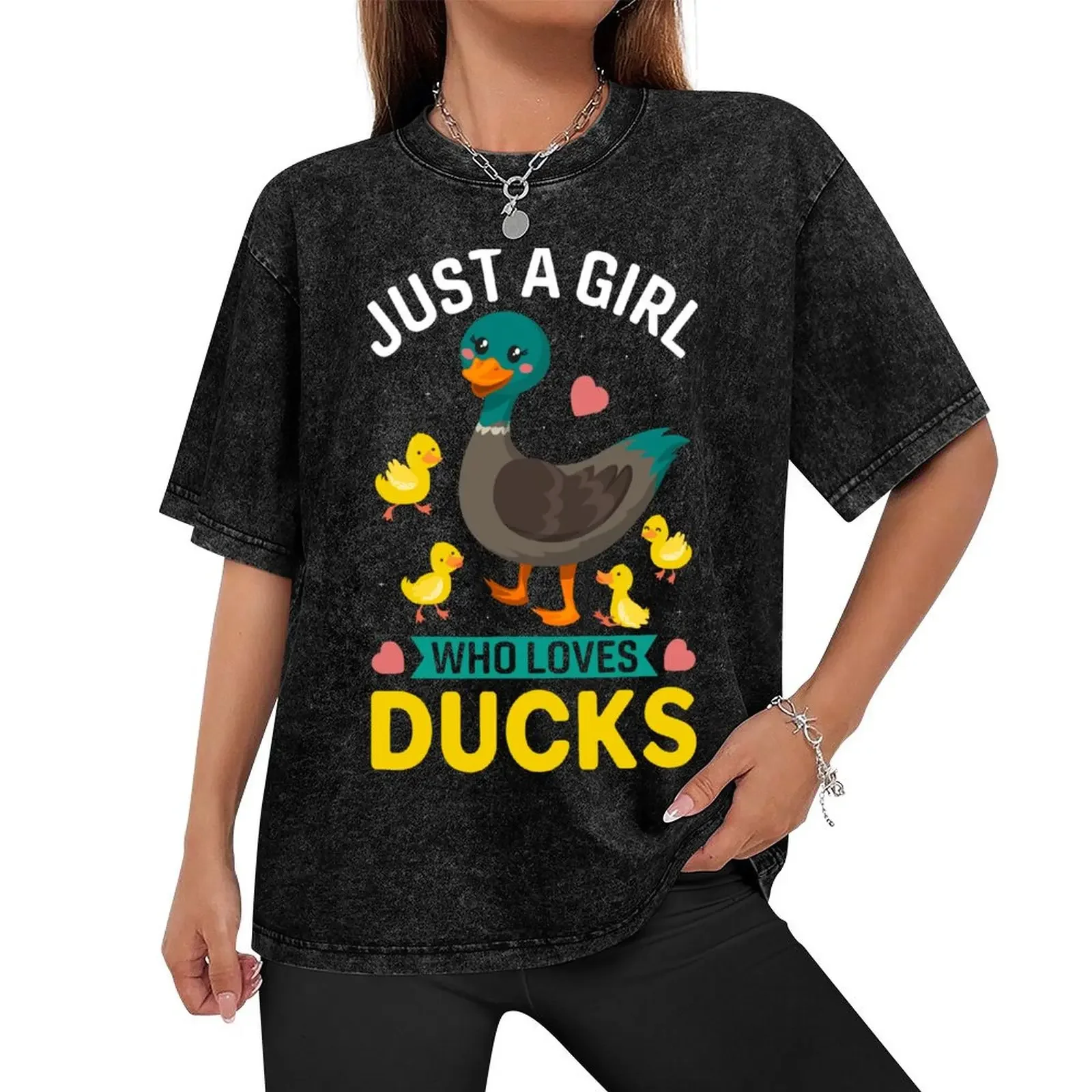 Funny Just a Girl Who Loves Ducks Cute Duck Lover Owner Gift T-Shirt customs design your own street wear men clothing