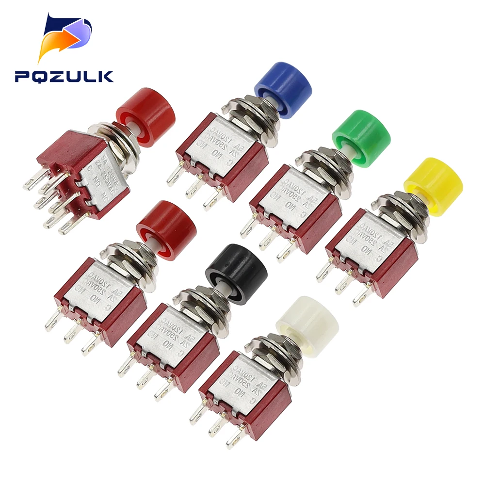 High Quality 6mm 3/6Pin 2 Position Mini Momentary Automatic return Push Button Switchl ON OFF 5A125V/2A250V Toggle Switch