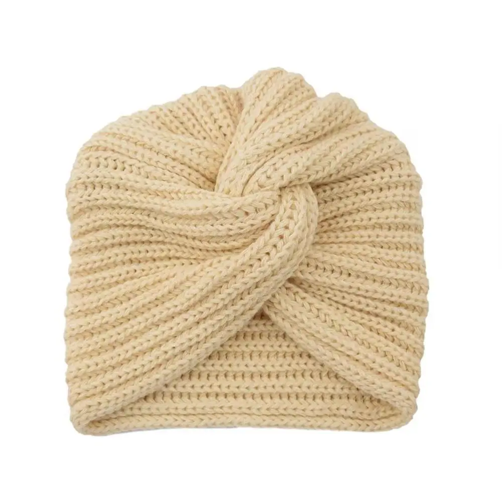 Casual Twist Knitted Turban Hat Warm Bonnet Design Cashmere Bonnet Cross Wrap Head Wool Turban Cap Autumn Winter