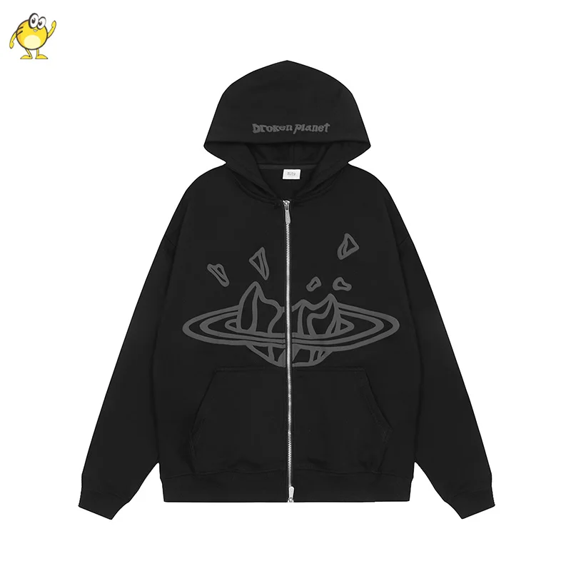 

Hip Hop BROKEN PLANET Zip Hoodies Men Woman 1:1 Cotton Best Quality Casual Couple Sweatshirts Hooded Pullovers