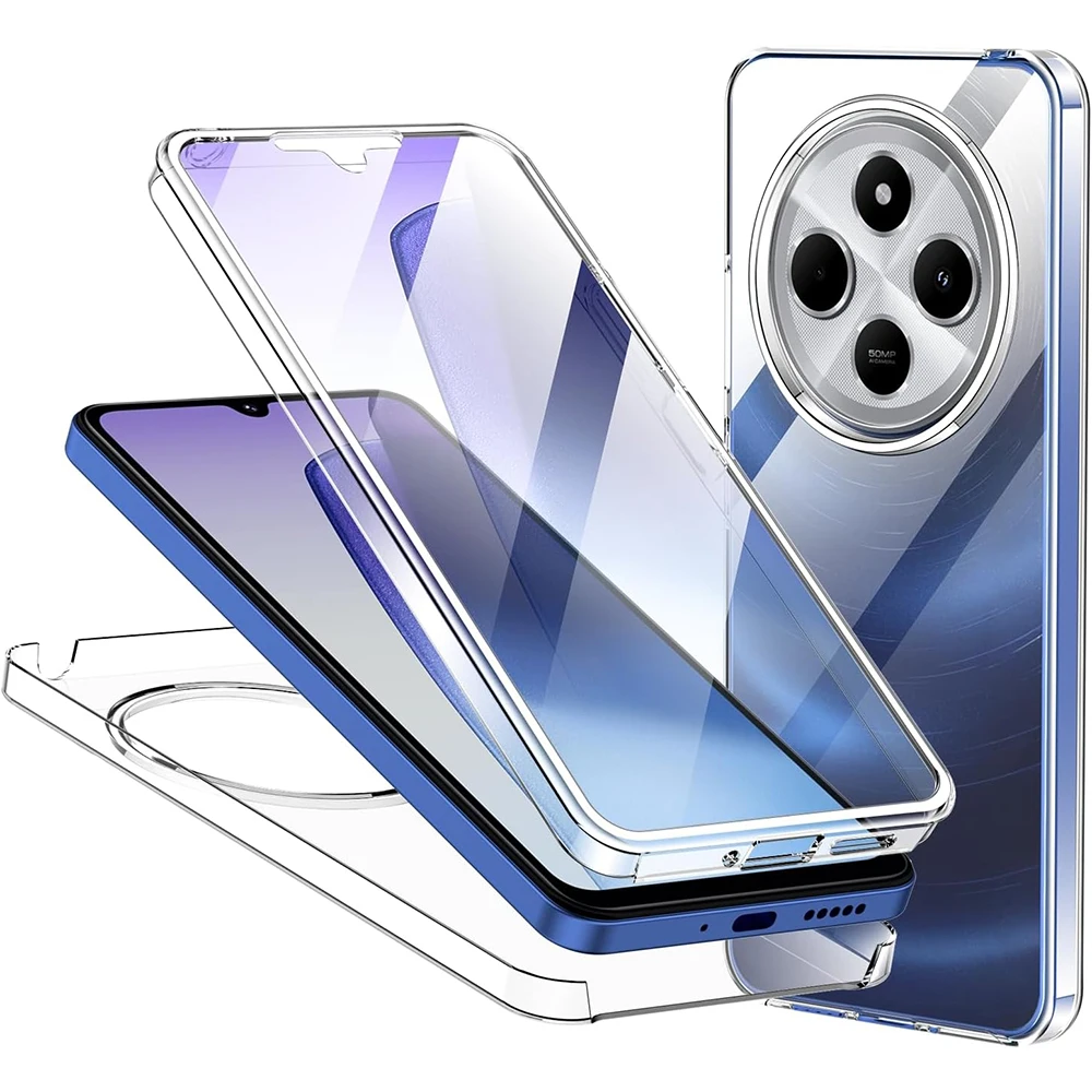 

360 Full Body Coverage Phone Case For Xiaomi Redmi 14C 13C 12C 11A Note 14 13 12 Pro Plus Pro+ 4G 5G Clear Hard Cover Soft Shell