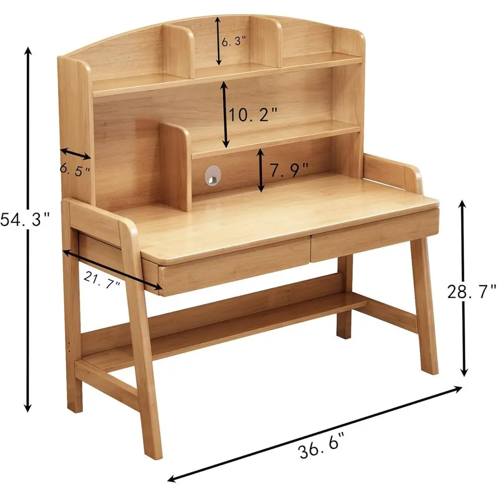 Kids Desk＆Table Wooden Children’s Study Desk with Bookshel＆Two Ders Children Study＆Writing＆Computer＆Workstation or 3 and Above