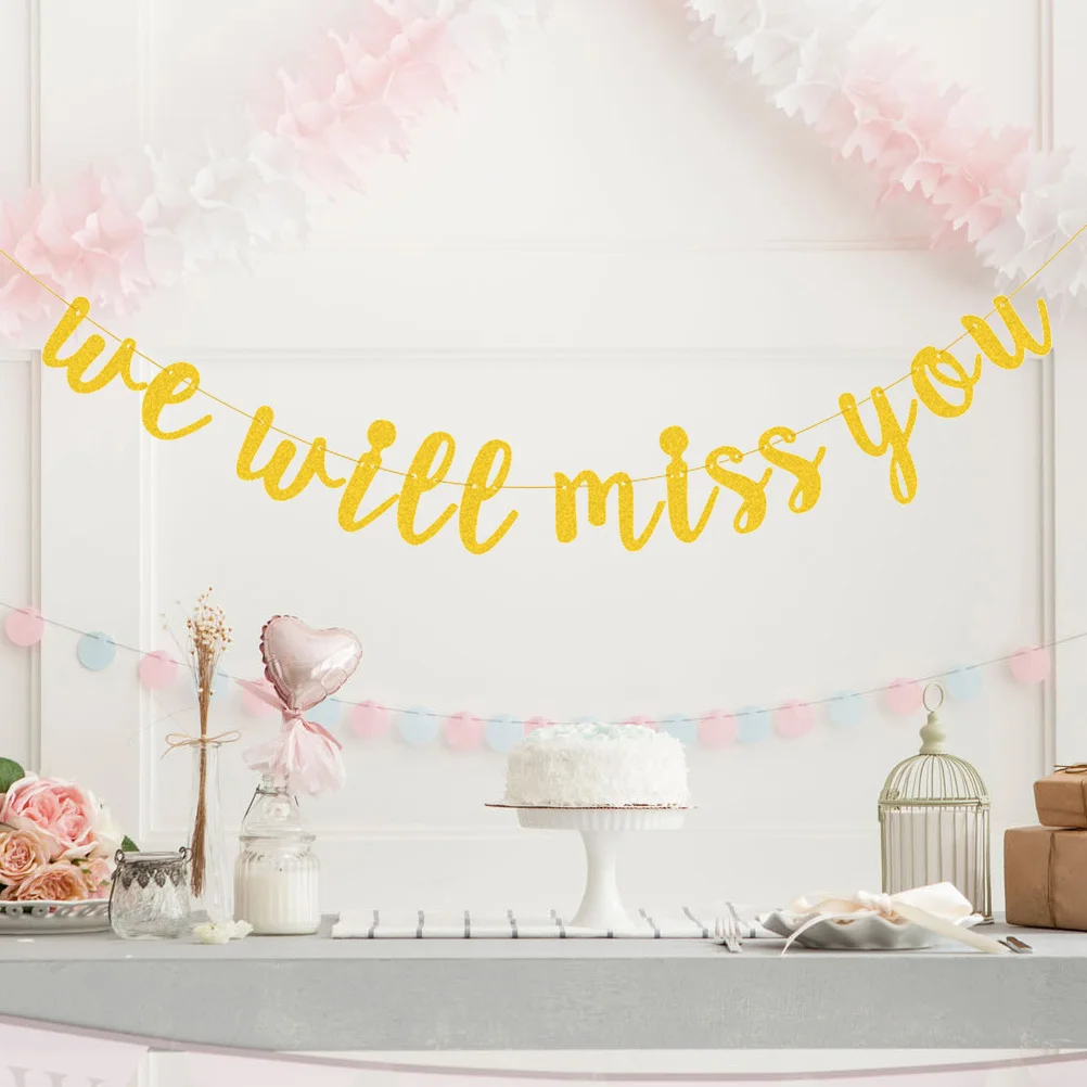

Glitter Banner Golden We Will Letter Printed Bunting Bachelor Party Retirement Hanging Garland Decorative Paper Party