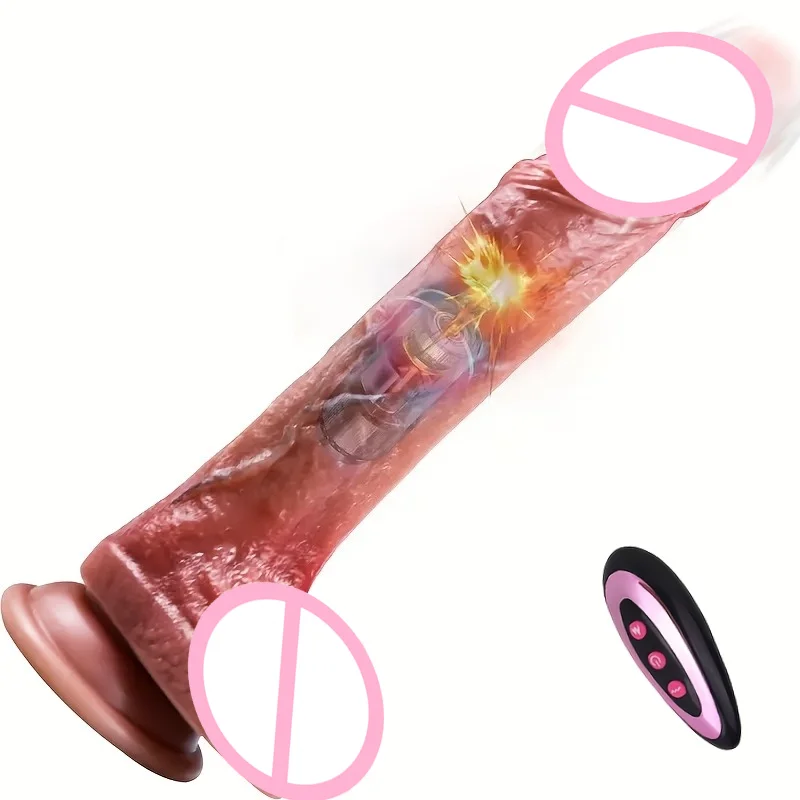 Ultra Soft G-spot Stimulator 8.66 Inch Simulation Massager Liquid Silicone Remote Control 10 Vibrations 10 Retraction Modes 18+