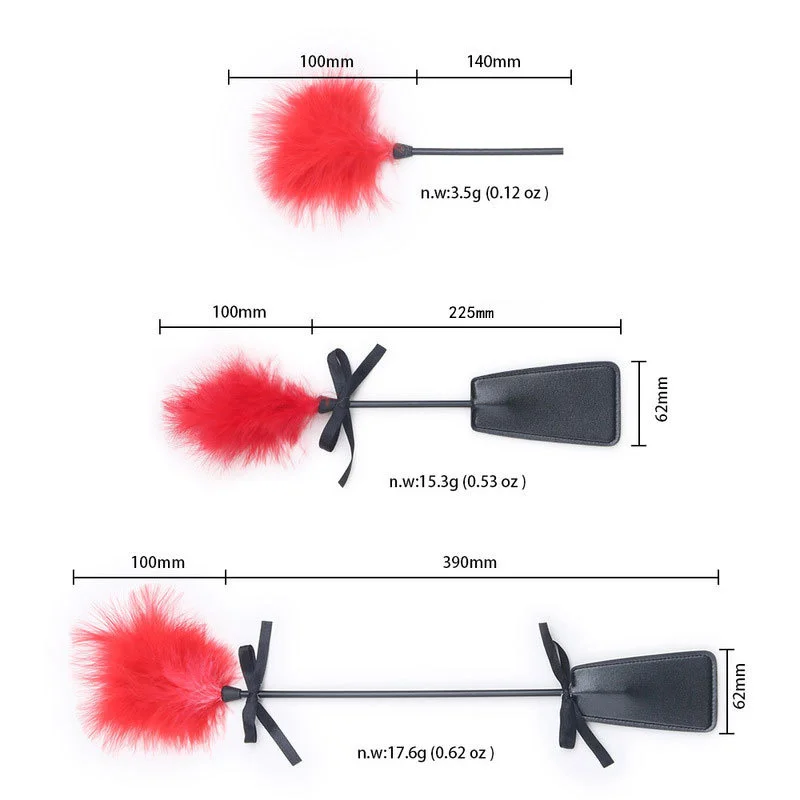 Flirt Tickle Sex Toy Feather with Fetish Punish Leather Spank Whip for Men Women Sex Blindfolded Stimulation Teasing Stick Toys