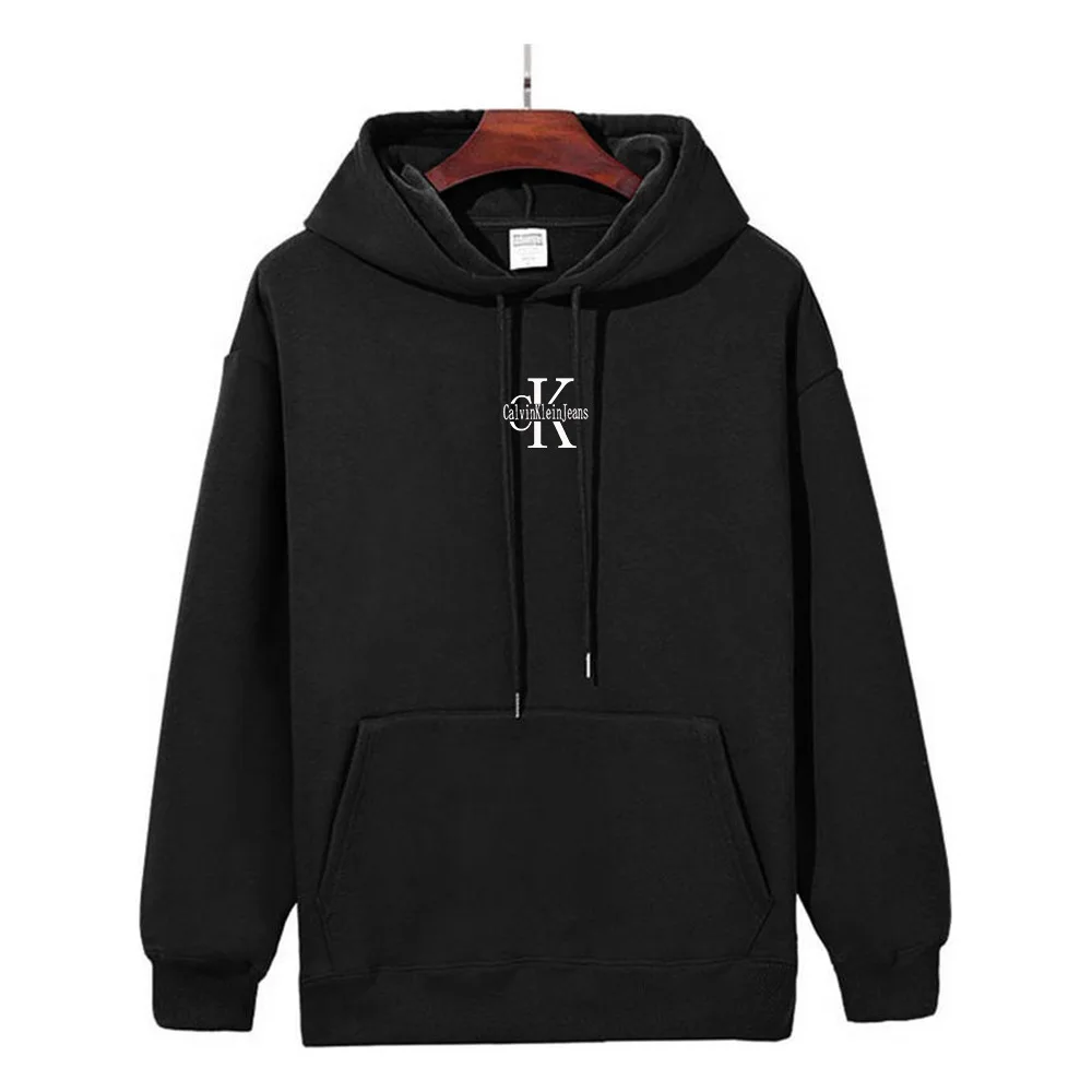 2025 versión alta CK doble letra bordado Sudadera con capucha forro polar Unisex estilo callejero manga larga moda de invierno