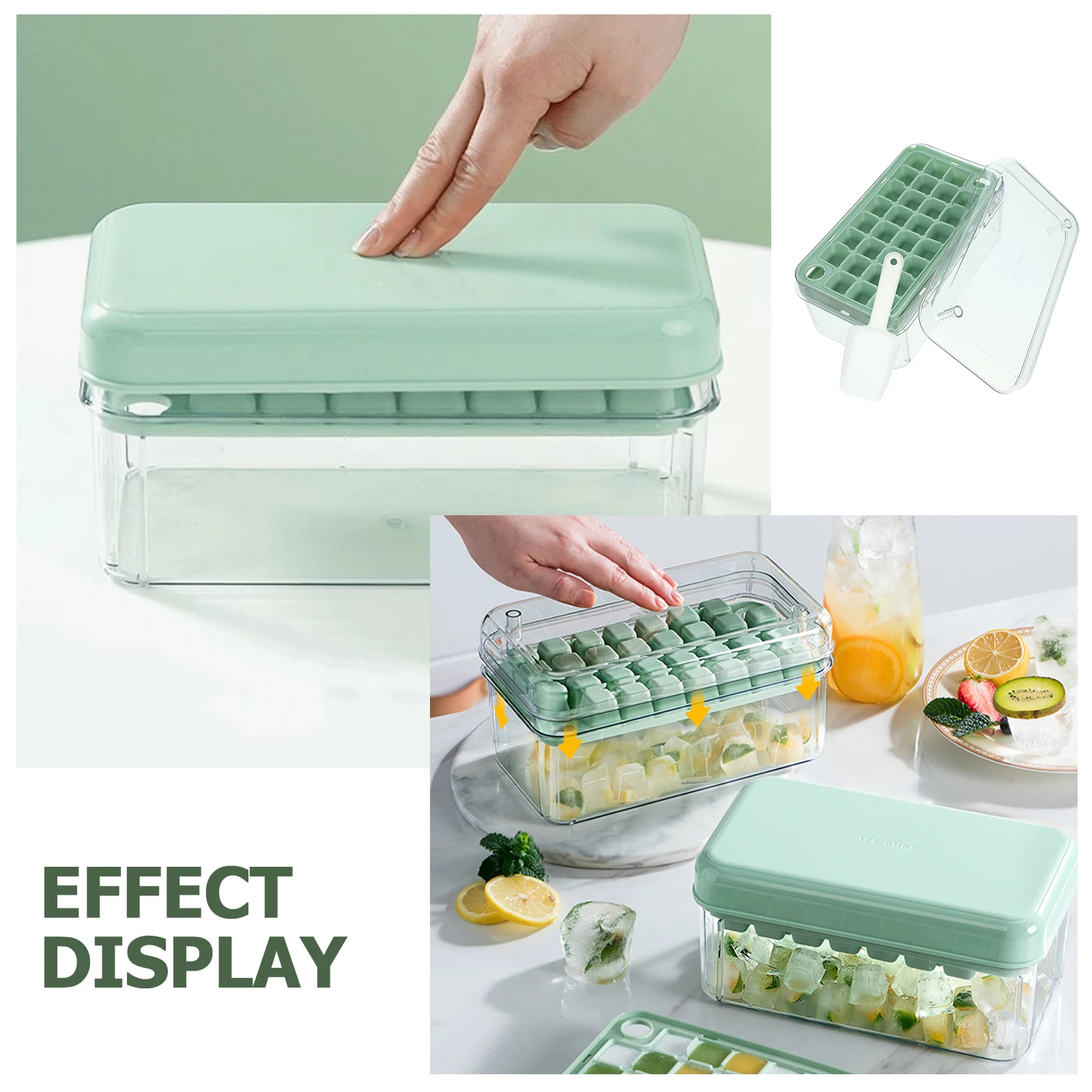 

1 комплект лотка для морозильной камеры, многоразовая крышка, практичный инструмент для изготовления домашних шариковых кубиков, лотки для морозильной камеры, форма для быстрого извлечения формы для кубиков льда