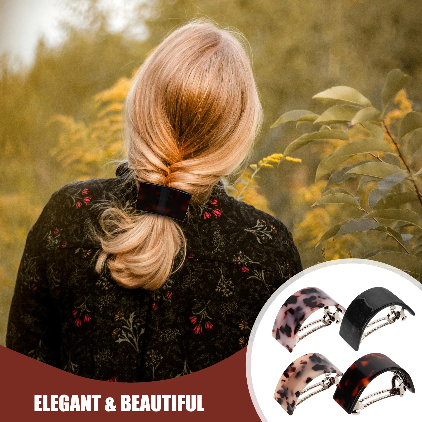 

4 Pcs Sky Tortoiseshell Hair Clips Ponytail Barrettes Semicircle Vintage Accessories Women Headdress Thin Fine Hairpins