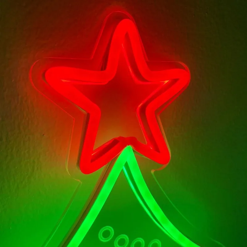 Imagem -05 - Custom Christmas Tree Neon Light Led Presentes de Feliz Natal Festa Neon Sign Decoração de Casa Suspensão na Parede Suporte de Luz Luminosa