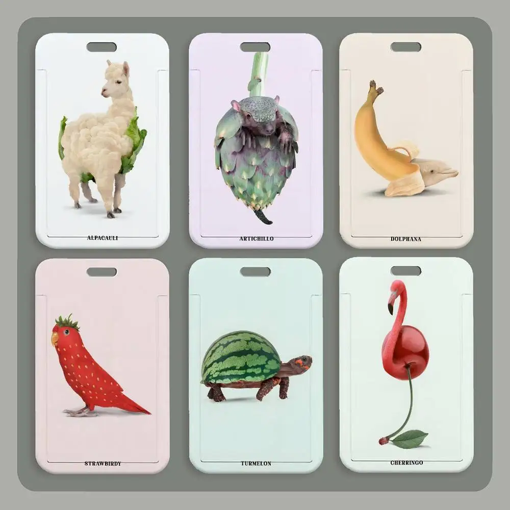 

Забавный держатель для ID-карт в виде фруктовых животных, шейный ремешок-подвеска, держатель для бейджей, шнурок-брелок, чехол для рабочего пропуска, подарок