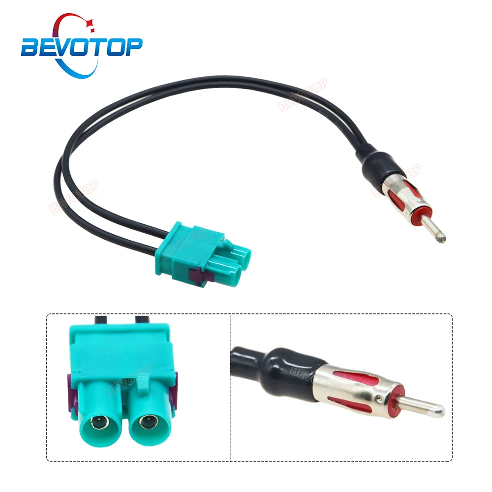 BEVOTP  Fakra FM Cable Adapter Antenna Audio Cable Twin Fakra Z Male to DIN AM FM Male Cable Aerial For Audi/VW/Volkswagen