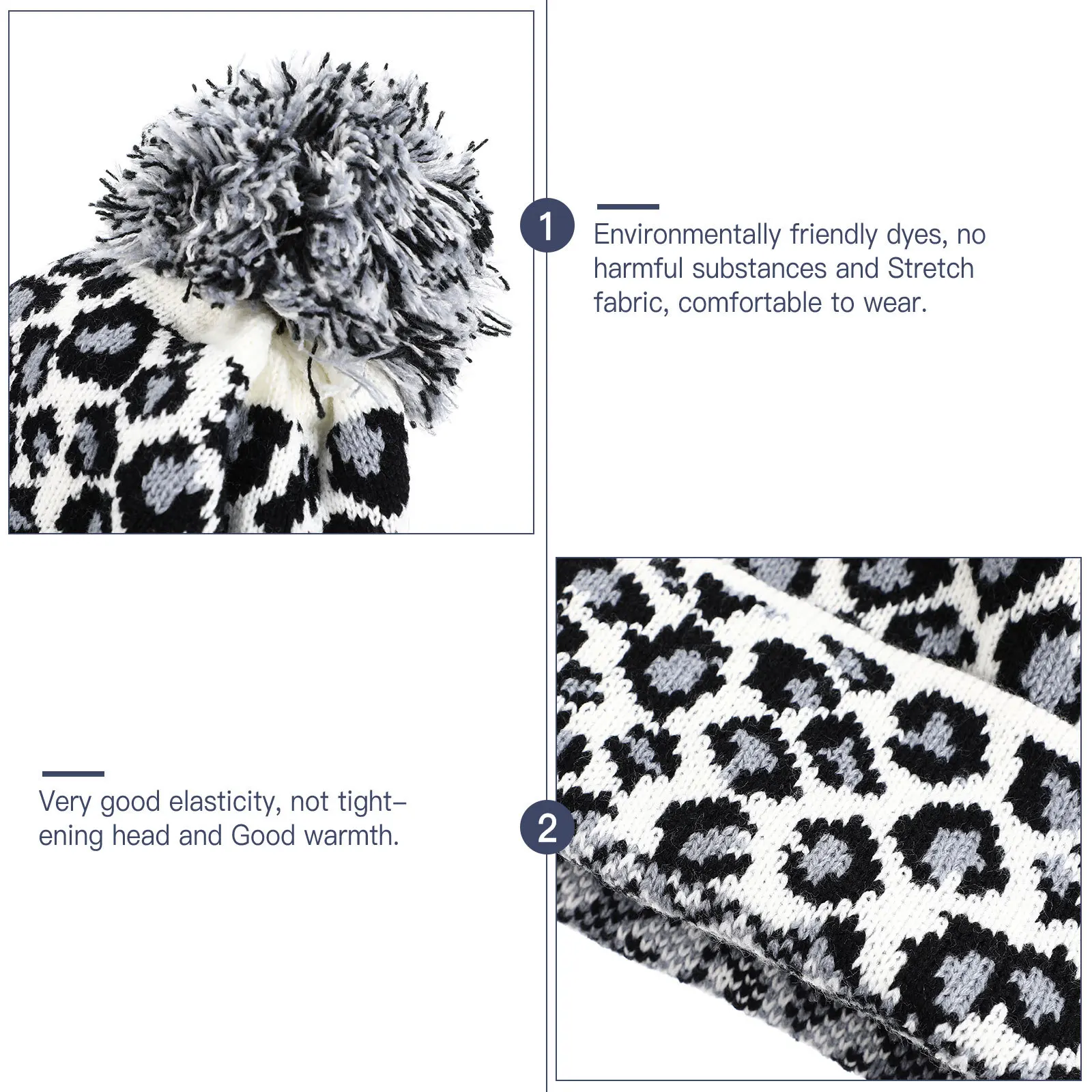 暖かいニットビーニーヒョウ柄ソフト肌に優しい女性のための冬秋ファッションウールキャップ屋外クリスマスパーティー使用
