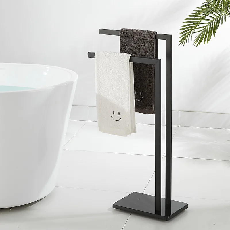 Bathroom all-copper floor-to-ceiling towel bar, bathroom bathtub movable towel rack, rotating bathroom towel hanging bar
