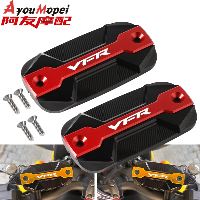 Image of Für HONDA VFR 800 1200x VFR800 VFR800X VFR800F VFR1200x Crosstourer Motorrad CNC Vordere Kupplungs- und Bremsflüssigkeitsbehälter-Abdeckkappen