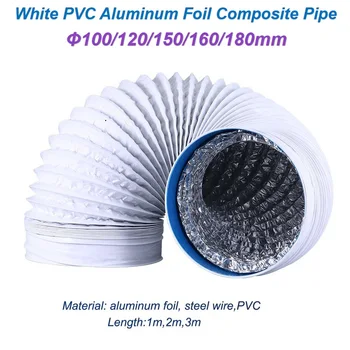 Tubo composto de pvc branco, 100mm, 2m, 3m, folha de alumínio, duto de ventilação, tubo de fumaça escalável, exaustor de cozinha, mangueira flexível