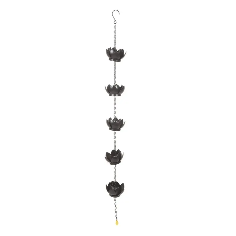 AS63 - Chaîne décorative attrape-pluie en forme de lotus, déviation efficace de l'eau pour les gouttières, alternative aux becs de descente