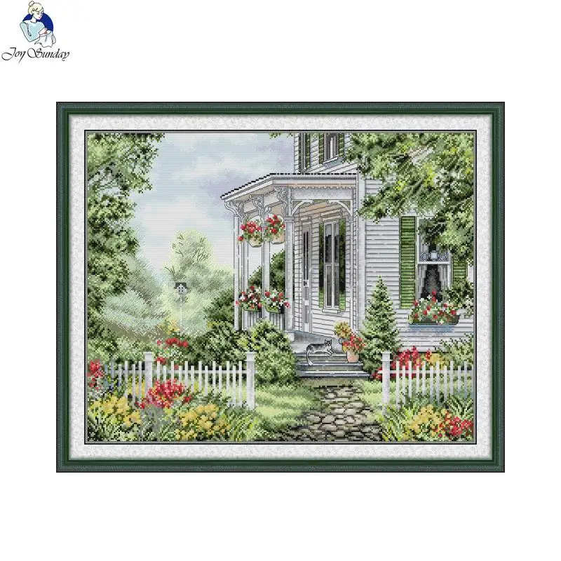 Joy Sunday Sweet Home Stamped Cross Stitch Kits Needlepoint Counted Home Decor Painting Embroidery Set for Adults Needlecrafts