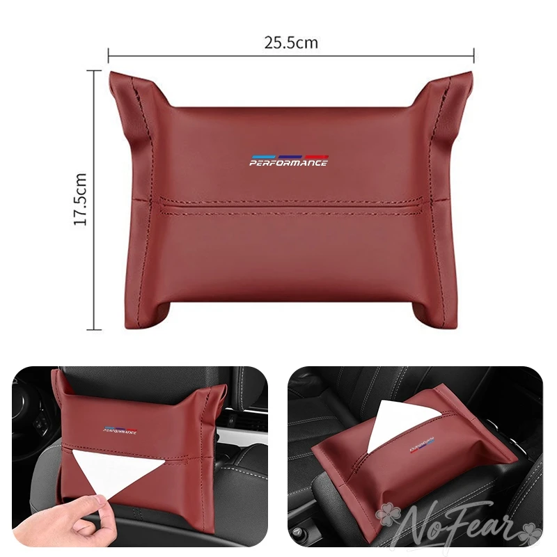 

1pc Car Tissue box Interior New Leather Paper Tissue Storage Box For BMW M Emblem E46 E36 E34 F10 E90F30 E60 F30 E53 E30 E9 E87