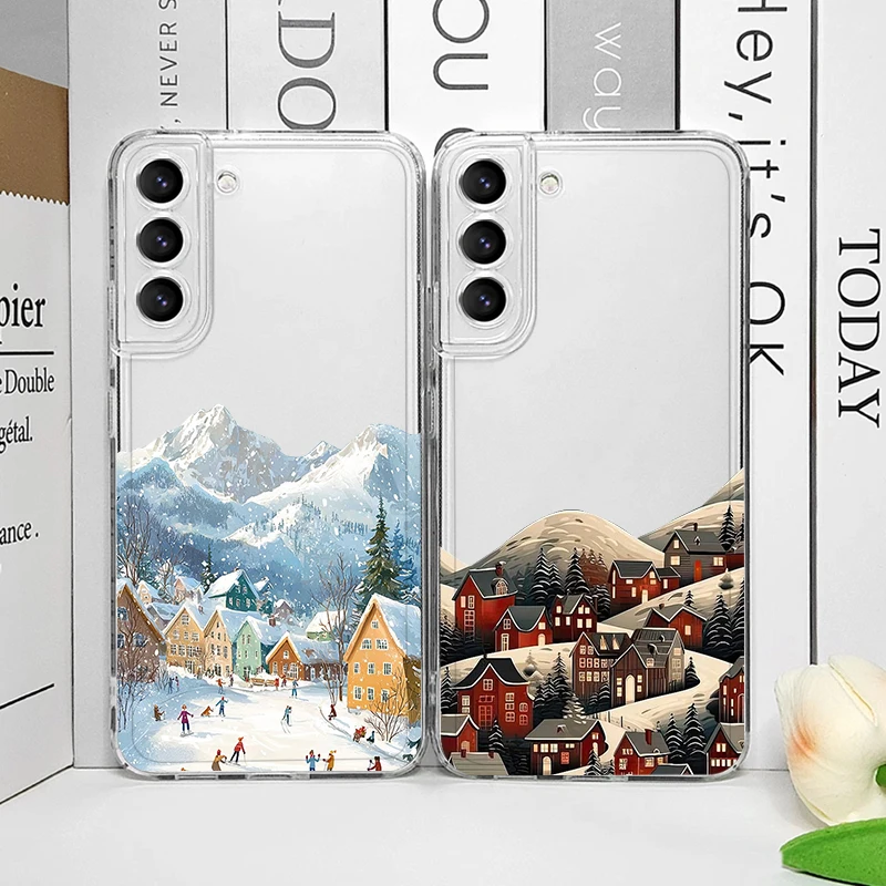 الإبداعية الشتاء تزلج قرية مشهد واضح جراب هاتف ل Vivo 50 لايت V30 V27 V25 V23 برو Y36 Y29 Y76 Y75 Y100 Y04 5G غطاء ناعم