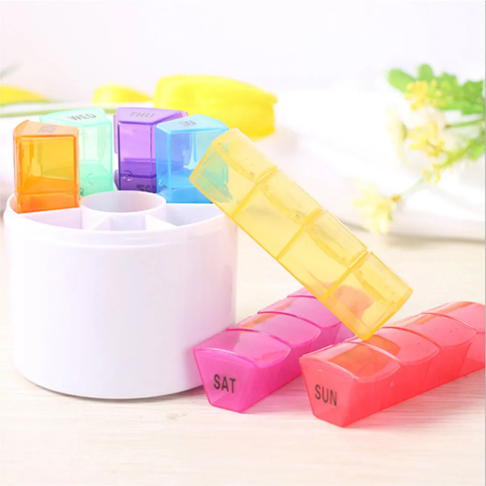 7-Day Pill Organizer Box with 28 Compartments, Letter-Labeled for Monday–Sunday, Portable Lightweight Medicine Storage