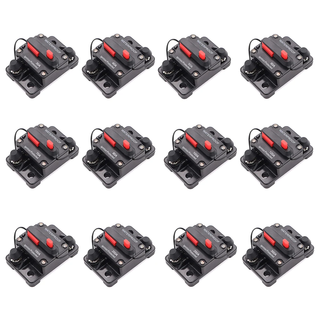 Circuit Breaker 12-42VDC Car Truck Audio Resettable Fuse Circuit Breaker with Power Protect 50A 60A 80A 100A 150A 200A 250A 300A