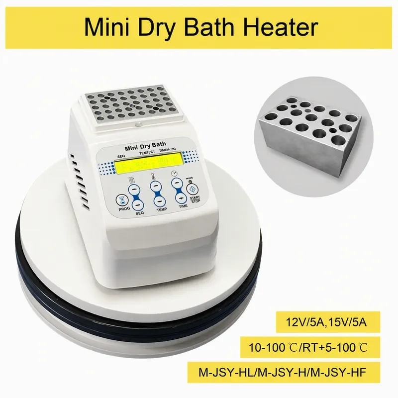 Mini Thermostatic Dry Bath Incubator Portable Lab Heater with Heating Block for 0.2 0.5 1.5 2ml Tubes