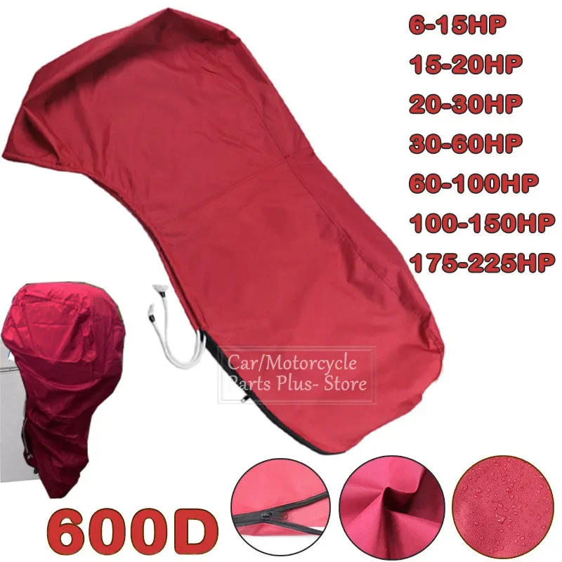 600D 6-225HP Boat Full Outboard Motor Engine Cover Protection Waterproof Sunshade Dust-proof Motor Red Full Motor Cover