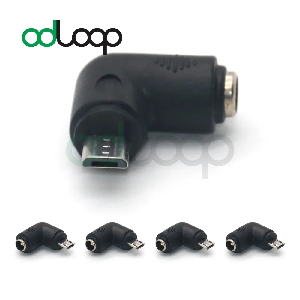 ODLOOP 5-Pack DC Power Right Angle Connector Micro USB Male To DC Barrel Power Connector for For CCTV Home Security Surveillance