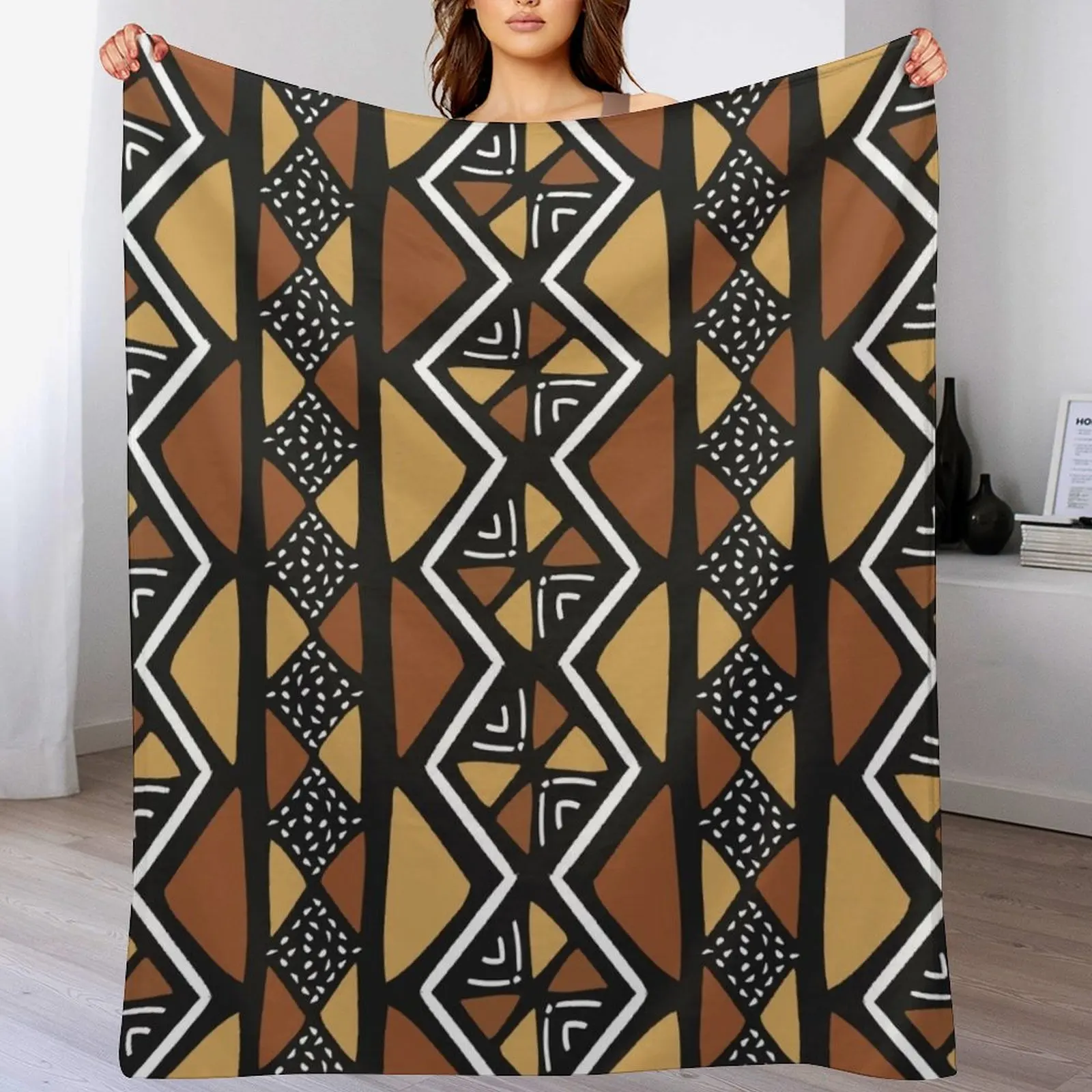 

African Mud Cloth Mali Throw Blanket Luxury Designer Comforter Blankets