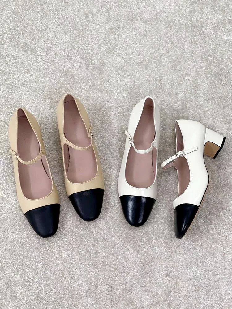 

Туфли Мэри Джейн из натуральной кожи с синими ремешками и тонкими каблуками для женщин, подходят для юбок, повседневной носки и на каждый день.