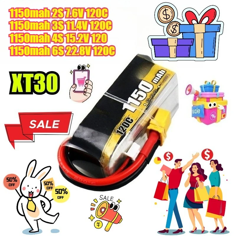 

15.2V 1150mAh 2-6S 120C for BT Drone Model Rechargeable Batteries