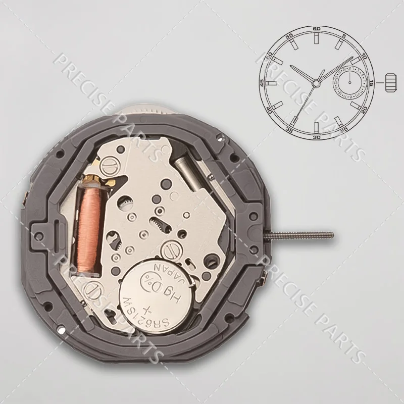 Cal.6P26-Montre à mouvement multifonctionnel, 1 œil (date), taille: 10, 1/2mm, 3.45mm