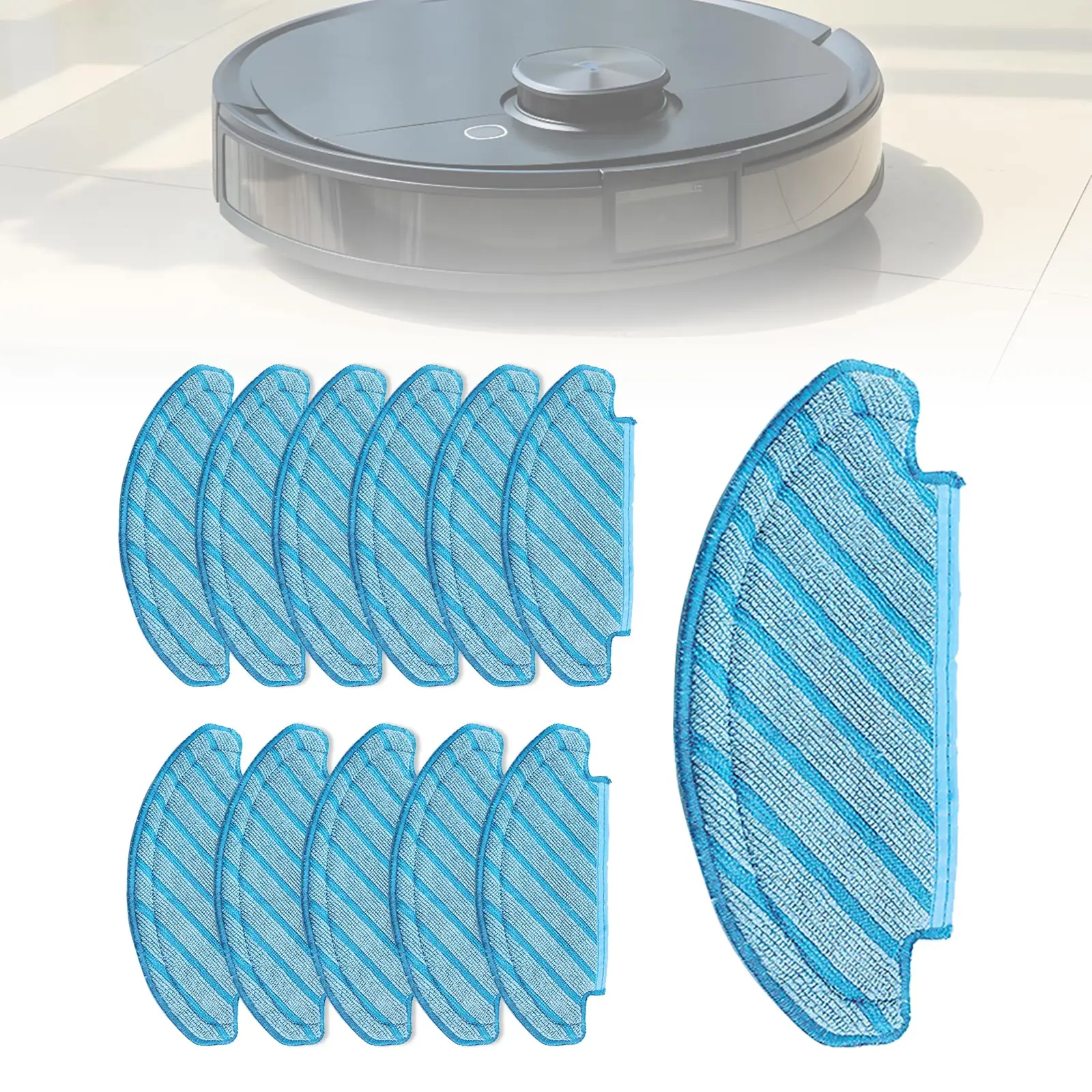 12pcs Reusable Blue Sweeping Robot Rag Fit for Ecovacs Deebot Ozmo, Washable Cloth Mop Pads Set