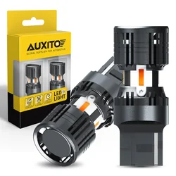 AUXITO 2pcs Canbus 7440 W21W LED Turn Signal Light Bulbs Error Free 2200K Amber Car Front Rear Indicator Light T20 With Fan 12V