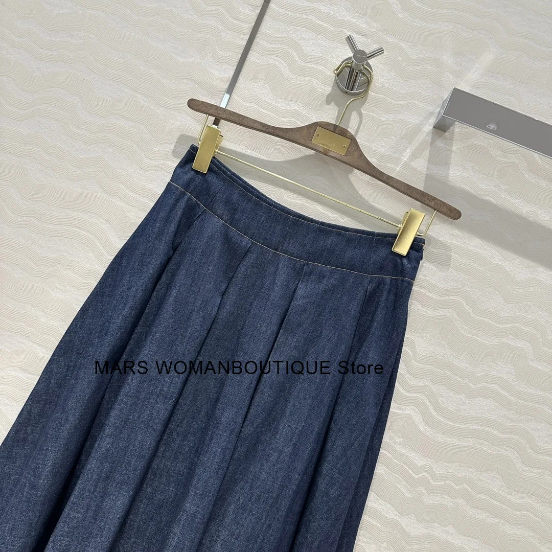 Autumn And Winter New High Quality Casual Cotton Washed Blue Denim Long Skirt For Women