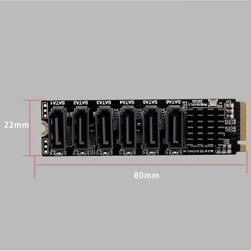 SATA Adapter Card Accessories 5 Port SATA3.0 Expansion Card For SATA III 6GB/S M.2 NVME Pcie Computer Expansion ASM1166