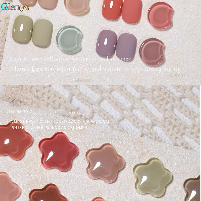 جل طلاء أظافر 30 لونًا من جلينيس، شبكة حمراء شعبية شبه دائمة، بطاقة ألوان من جل الغمر بالأشعة فوق البنفسجية LED، مجموعة ورنيش فنية لصالون الأظافر