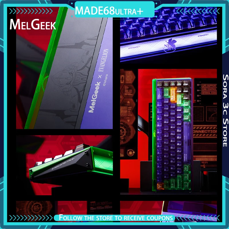 

MelGeek MADE68ultra + EVA клавиатура с магнитной осью, проводная клавиатура из алюминиевого сплава, высокая прозрачность, колпачки для ПК, индивидуальная игровая клавиатура