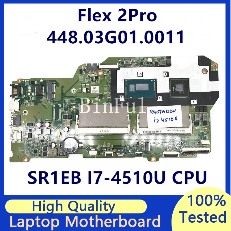 Voor Lenovo Flex 2 Pro 15 Edge 15 448.03g01. 0011 13286-1 Laptop Moederbord Met Sr1eb I7-4510U Cpu N15S-GT-S-A2 100% Volledig Getest