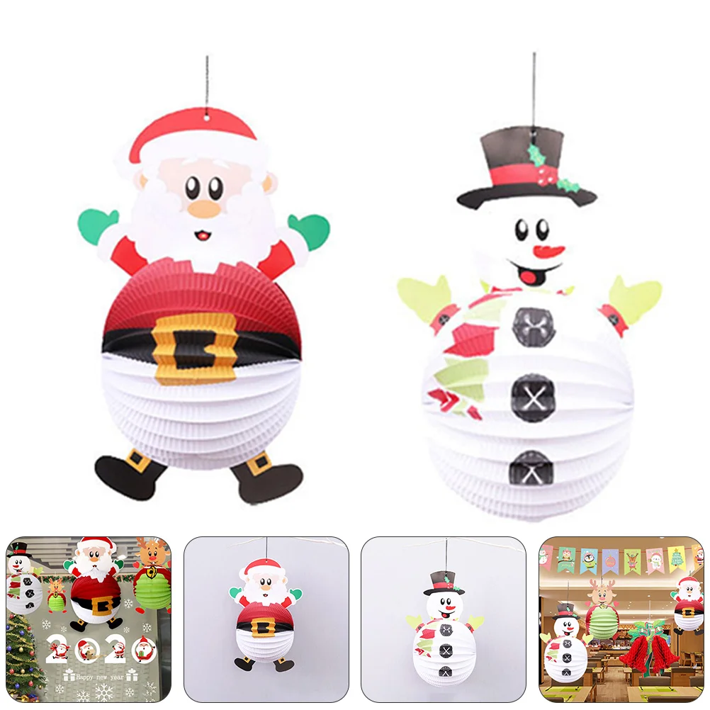 2 Pcs Christmas Lantern Adornments Elderly Reindeer Decor Cartoon Patterns Many Colors Home naments Party Hanging