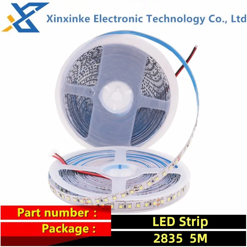 DC12V 24V LED Strip 5mm Width 2835 120led/m Flexible Strip Light White/Warm white/Blue/Green/Red/Pink/Yellow 5meter