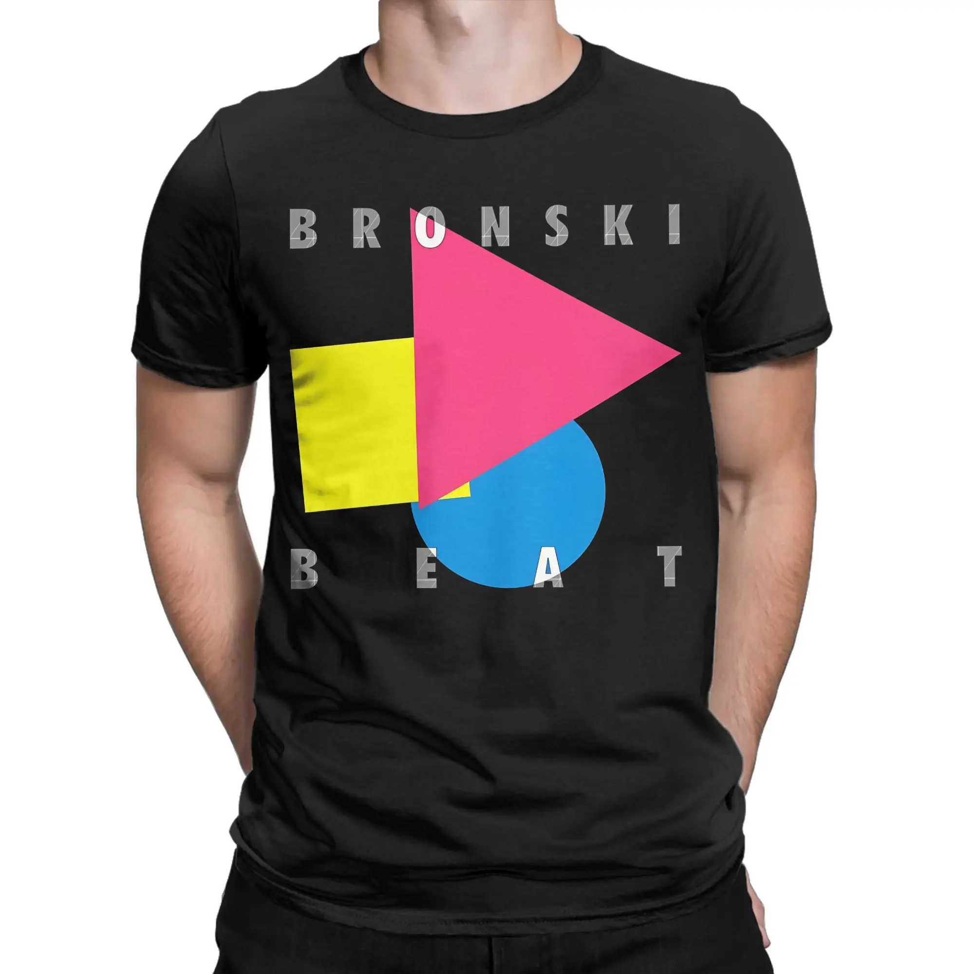 80S Retro Geometric Classic Bronski Beat Novelty 100% Cotton T-Shirt Tops Tees For Men