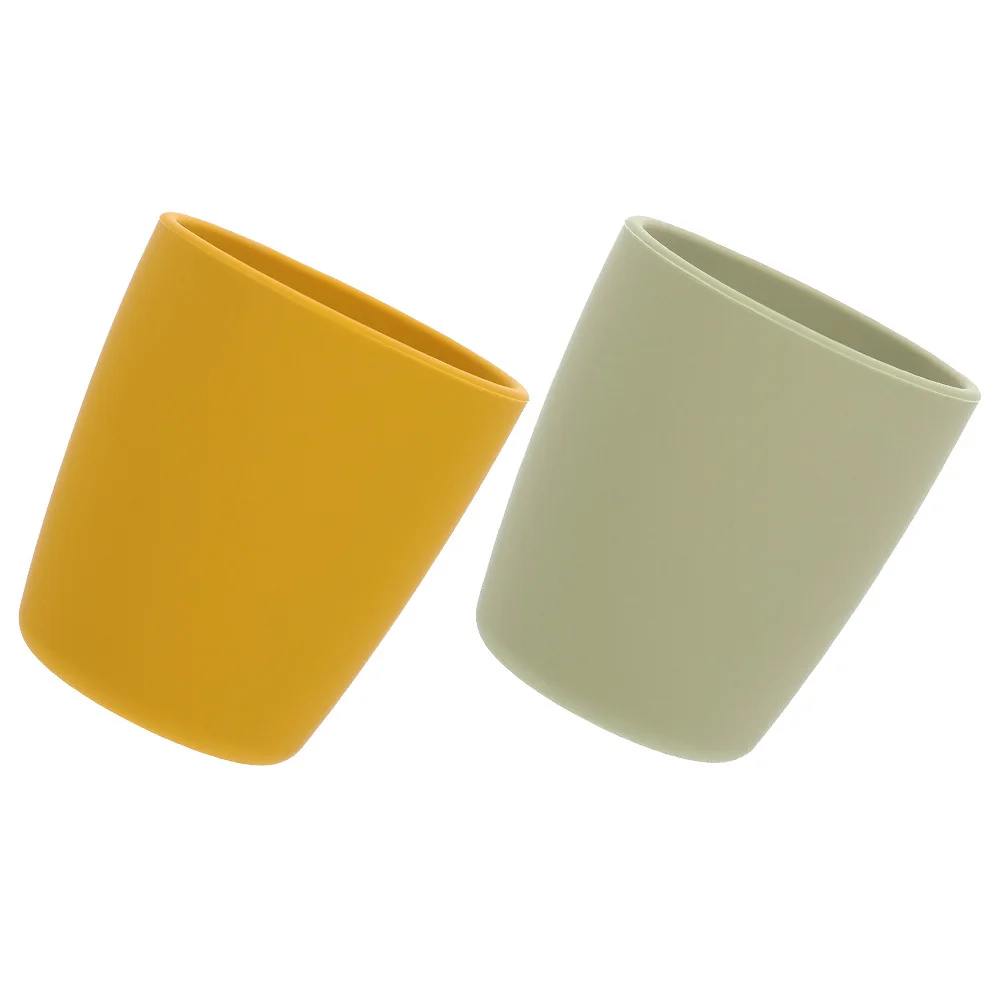 

2Pcs Baby Silicone Cups Toddler Drinking Training Cups Highclass Premium Material Nofade Waterproof Flexible Baby Cup